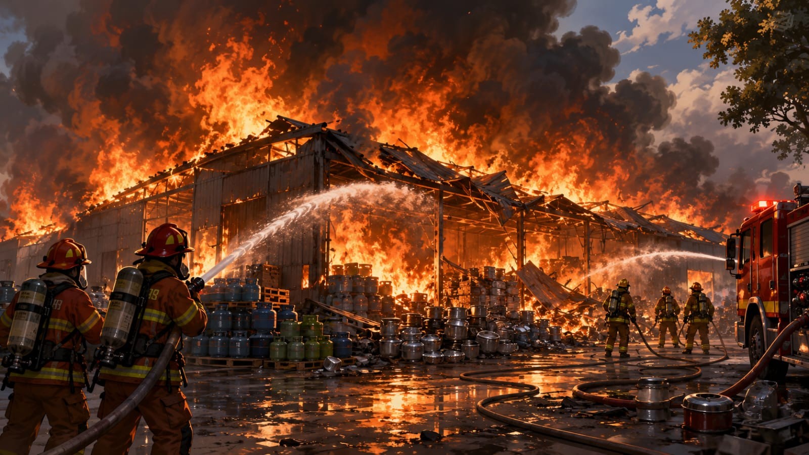 Gudang Gas Portable dan Peralatan Rumah Tangga di Tropodo Sidoarjo Ludes Terbakar, 