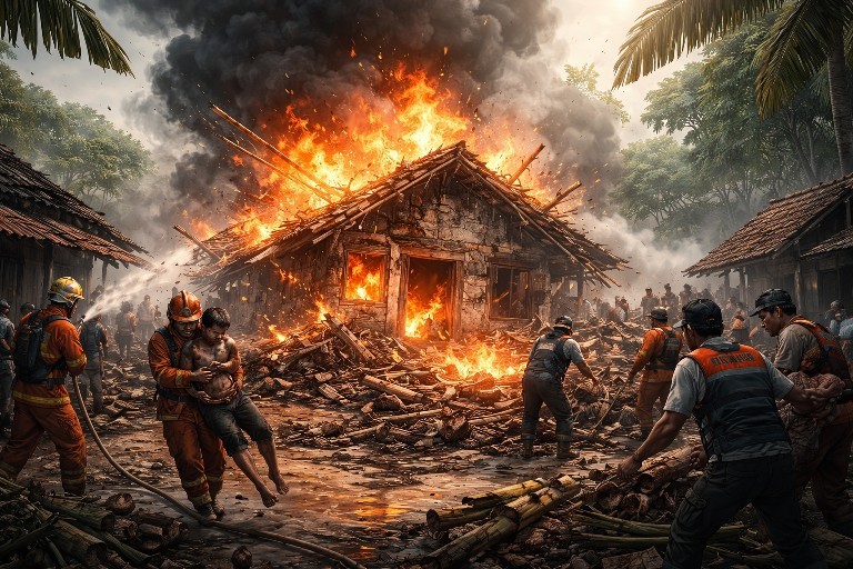 Ledakan Rumah Diduga Pabrik Petasan di Situbondo, 1 Tewas dan 7 Luka Bakar Parah